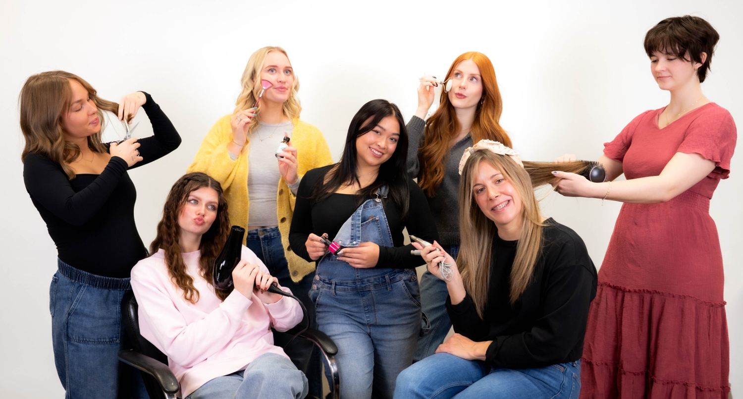 Creative group with beauty tools