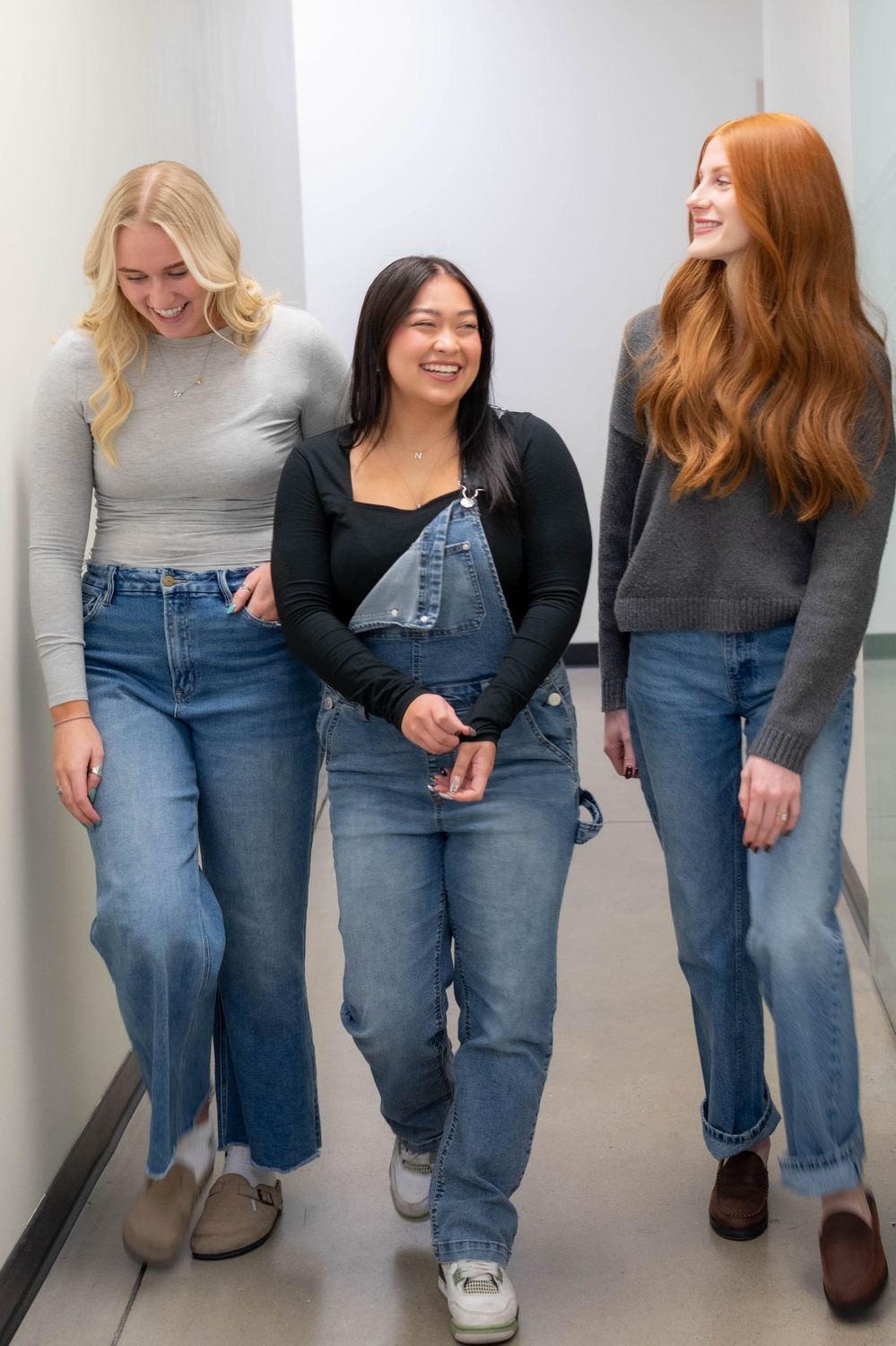 Three people walking together
